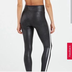 Spanx Faux Leather Legging w/ White Stripe